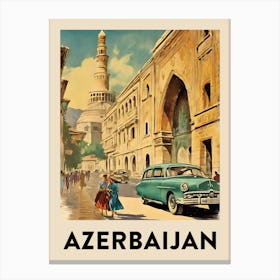 Azerbaijan Retro Travel Poster 1 Canvas Print