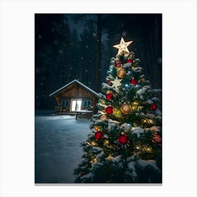 Christmas Tree In The Snow 4 Canvas Print