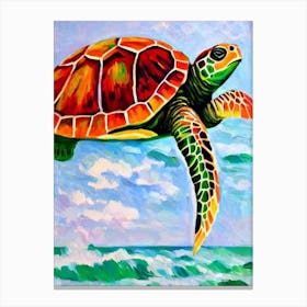 Green Sea Turtle Matisse Inspired Canvas Print