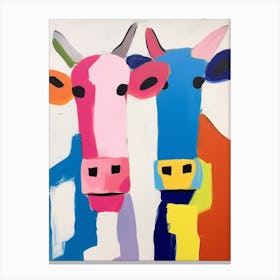 Colourful Kids Animal Art Cow 1 Canvas Print