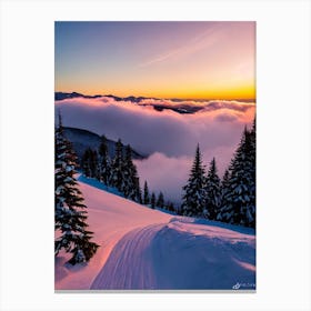 Stowe, Usa Sunrise Skiing Poster Canvas Print