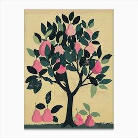 Pear Tree Colourful Illustration 2 Canvas Print