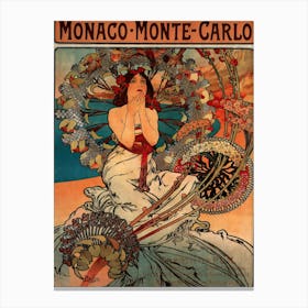 Monaco Monte Carlo, Alphonse Mucha Canvas Print