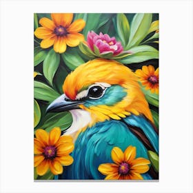 Bird In Flower Canvas Print