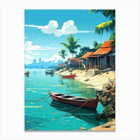 Phu Quoc, Vietnam, Flat Illustration 1 Canvas Print