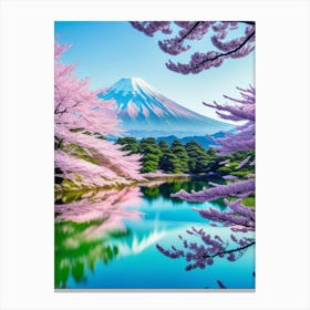 Mt Fuji Mount Fuji Japan Beautiful Lake Landscape Cherry Blossoms Mount Fuji Japan Canvas Print