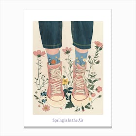 Spring In In The Air Pink Sneakers And Flowers 5 Canvas Print
