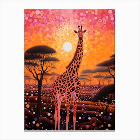 Giraffe In The Sunset Orange Tones 1 Canvas Print