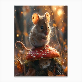 Mouse On A Mushroom Canvas Print