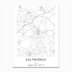 Les Herbiers,France Minimalist Map Canvas Print