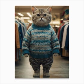 Cat In A Sweater 3 Canvas Print