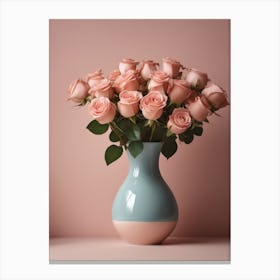 A Vase Of Pink Roses 107 Canvas Print