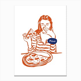 Girl Eating Pizza Canvas Print
