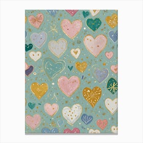 Pastel Hearts Medley Canvas Print