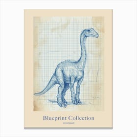 Dinosaur Blue Print Sketch Inspired Poster Canvas Print