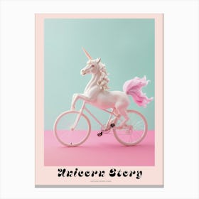 Toy Unicorn Riding A Bike Pastel Poster Canvas Print