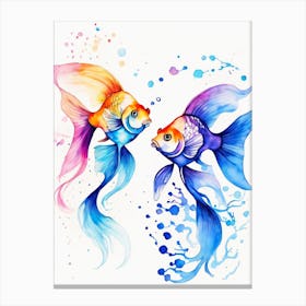 Twin Goldfish Watercolor Painting (86) Canvas Print