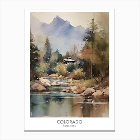 Estes Park, Colorado 3 Watercolor Travel Poster Canvas Print