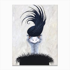 Ostrich With Feather Hat Canvas Print