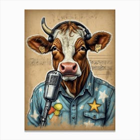 Cow With Microphone 1 Canvas Print