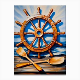 Ship wheel, oil painting 1 Canvas Print