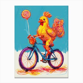 Chicken On A Bike 1 Canvas Print