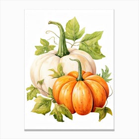Pie Pumpkin Watercolour Illustration 2 Canvas Print