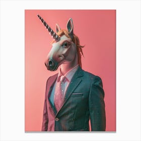 Toy Unicorn In A Suit & Tie 3 Canvas Print
