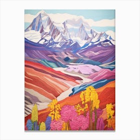 Mount Mckinley United States 2 Colourful Mountain Illustration Canvas Print