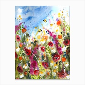 Poppies In The Meadow Sky Canvas Print