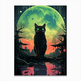 Cat In The Moonlight Canvas Print