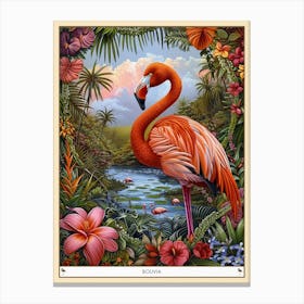 Greater Flamingo Bolivia Tropical Illustration 5 Poster Canvas Print