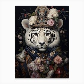White Tiger Art In Baroque Style 3 Canvas Print