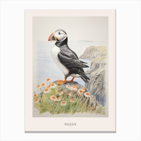 Vintage Bird Drawing Pigeon 6 Poster Canvas Print