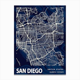 San Diego Crocus Marble Map Canvas Print