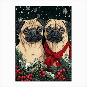 Christmas Pugs 11 Canvas Print