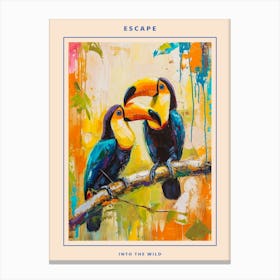 Colourful Toucan Brushstrokes 2 Poster Canvas Print