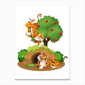 48.Beautiful jungle animals. Fun. Play. Souvenir photo. World Animal Day. Nursery rooms. Children: Decorate the place to make it look more beautiful. Canvas Print