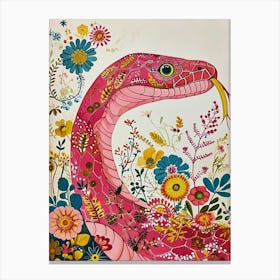 Floral Animal Painting Snake 2 Canvas Print