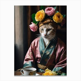 Cat In Kimono 4 Canvas Print