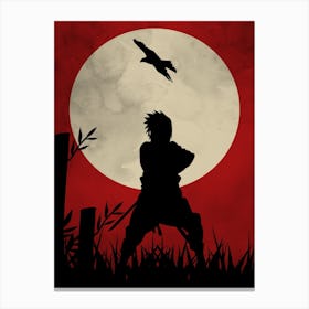 Funny Anime Japanese Silhouette Background Moon Canvas Print