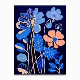 Blue Flower Illustration Peacock Flower 1 Canvas Print