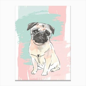 Pug Dog Pastel Line Illustration  3 Canvas Print