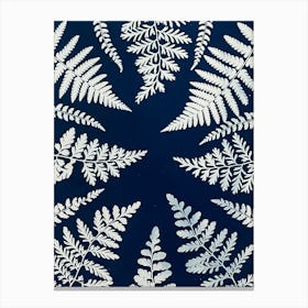 Blue cyanotype Ferns Canvas Print