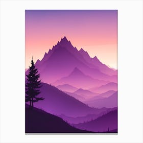 Misty Mountains Vertical Composition In Purple Tone 30 Canvas Print