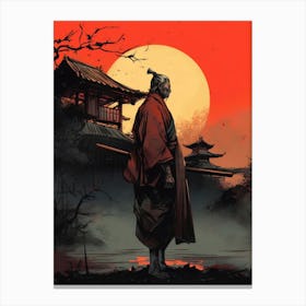 Lonely Japanese Red Samurai Warrior Canvas Print