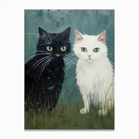 Black And White Cats Canvas Print