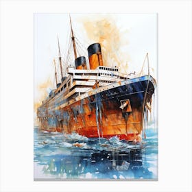 Titanic Sinking Ship Colour Illustration 4 Canvas Print