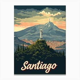 Aihrgdesign A Retro Travel Poster For Santiago 1 Canvas Print