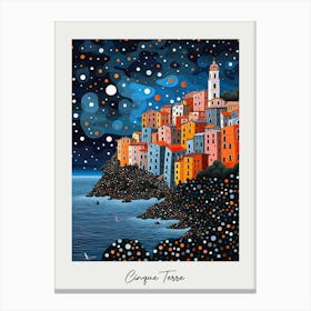 Poster Of Cinque Terre, Italy, Illustration In The Style Of Pop Art 2 Canvas Print